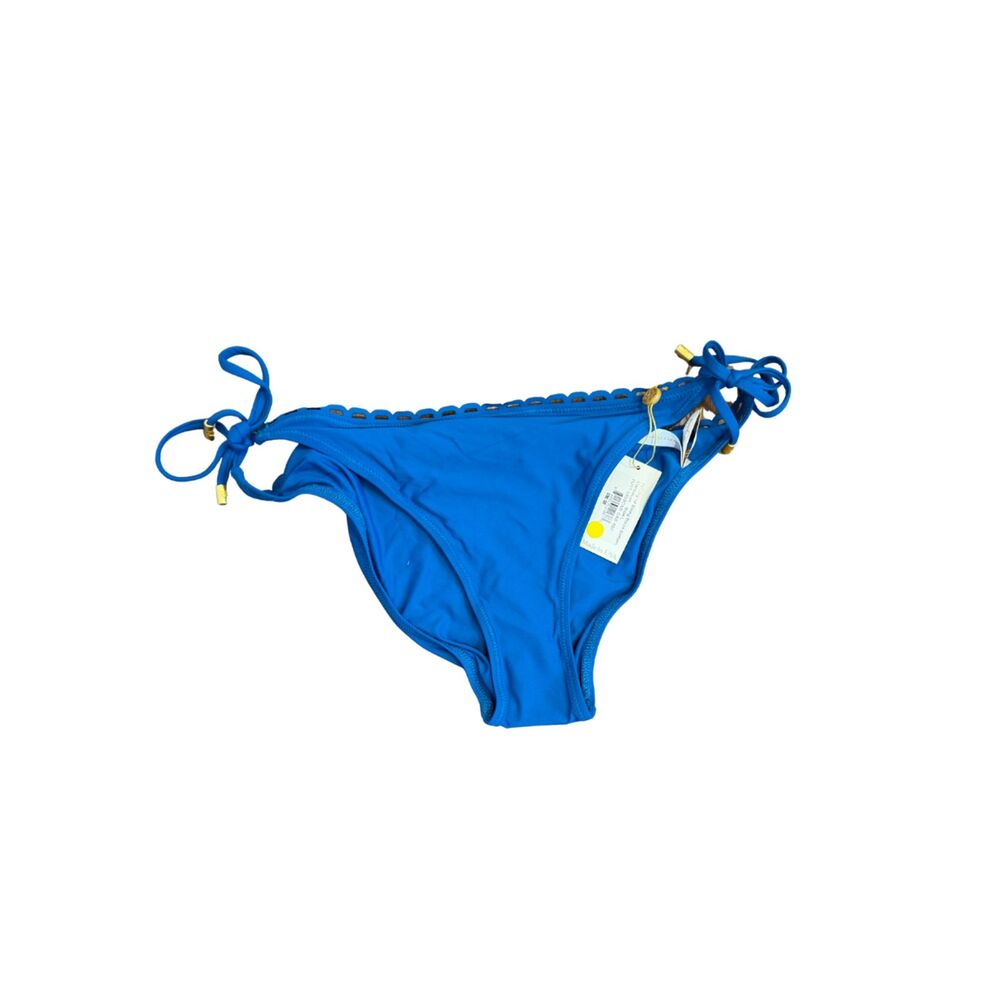 Helen Jon Blue Scalloped String Bikini Bottoms Size L NWT